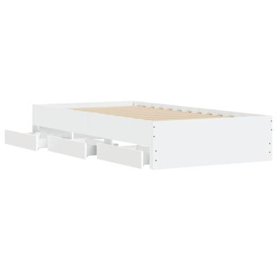 Bedframe met lades bewerkt hout wit 90x200 cm - thumbnail