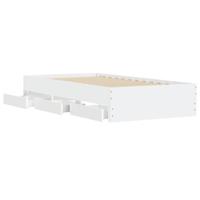 Bedframe met lades bewerkt hout wit 90x200 cm - thumbnail