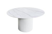 Ronde eettafel UNIQUE 120cm wit keramiek met zuilvoet - 46383 - thumbnail