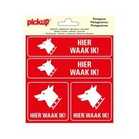Sticker Hier waak ik ! - 150x150 mm 4 stuks. - thumbnail