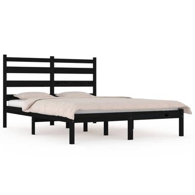 Bedframe massief grenenhout zwart 140x190 cm