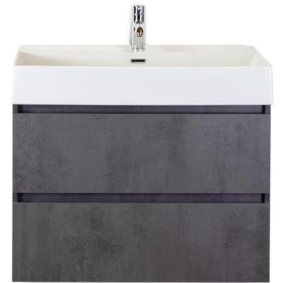 Maxx XL Badmeubelset 80 cm - Beton Antraciet - Wastafel Kube 1 Kraangat