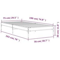 Bedframe bewerkt hout en metaal bruin eikenkleurig 75x190 cm - thumbnail