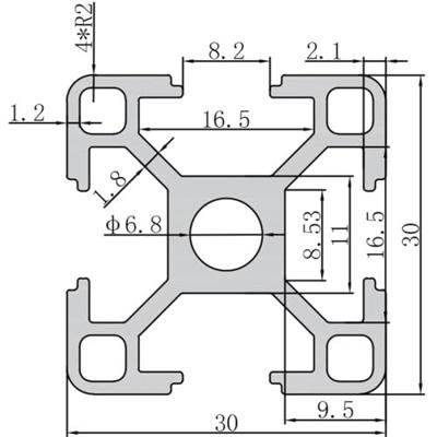 TRU COMPONENTS 3030C TC-10493172 Vakwerkprofiel Aluminium Geëloxeerd 1000 mm x 30 mm x 30 mm 1 stuk(s)