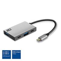 ACT AC7070 USB-C Hub 4 port met 2x USB-C en 2x USB-A, SuperSpeed 10Gbit/s,Grijs - thumbnail
