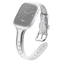 Fitbit Versa 1 / 2 & Lite bandje TPU leer - Zilver - thumbnail