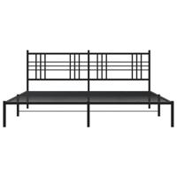 Bedframe met hoofdbord metaal zwart 200x200 cm - thumbnail