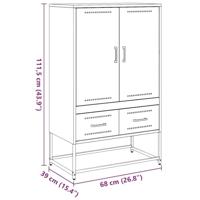 Hoge kast 68x39x111,5 cm staal olijfgroen - thumbnail