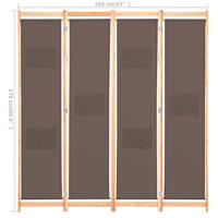 Kamerscherm met 4 panelen 160x170x4 cm stof bruin - thumbnail