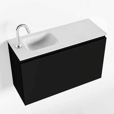 MONDIAZ OLAN 80cm toiletmeubel urban. LEX wastafel talc links 1 kraangat MONDIAZ OLAN 80cm toiletmeubel urban. LEX wastafel talc links 1 kraangat