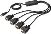 Digitus USB 2.0, Serieel Adapterkabel [1x USB-A 2.0 stekker - 4x D-sub stekker 9-polig] DA-70159 1.50 m - thumbnail