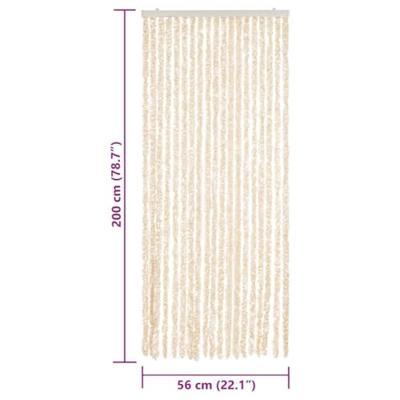 Vliegengordijn 56x200 cm chenille beige en wit