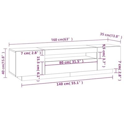 Tv-meubel met LED-verlichting 160x35x40 cm gerookt eikenkleurig