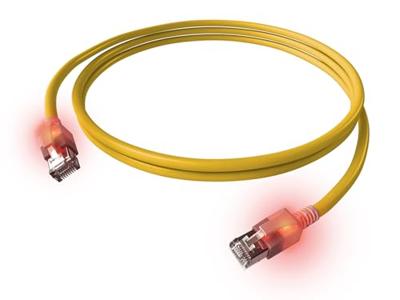 EasyLan S/FTP DualBoot® LED Kabel Cat.6A (Class EA), LSOH, geel, 0,5 m