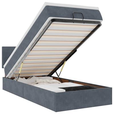 Ottoman bed met matras en LED's 90x200cm fluweel donkergrijs - thumbnail