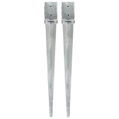 VidaXL Grondpinnen 2 st 10x10x91 cm gegalvaniseerd staal zilverkleurig