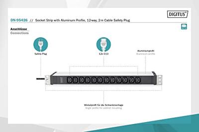 Digitus DN-95426 energiedistributie 12 AC-uitgang(en) 1U Digitus DN-95426 energiedistributie 12 AC-uitgang(en) 1U