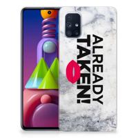 Samsung Galaxy M51 | Siliconen hoesje | met naam Already Taken White - thumbnail