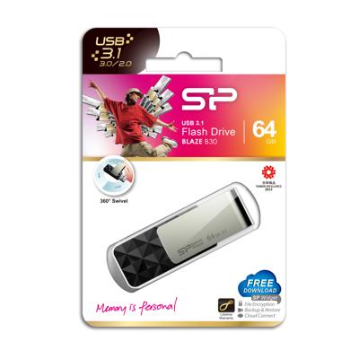 USB stick Silicon Power Blaze B30 64 GB Zwart - thumbnail