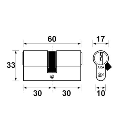 AXA AXA Security SKG** dubbele veiligheidscilinder gelijksluitend (4x) 30-30 mm - vernikkeld