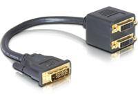 DeLOCK Adapter DVI25 M > 2x DVI25 F 0,2 m DVI-I DVI-25 Zwart - thumbnail