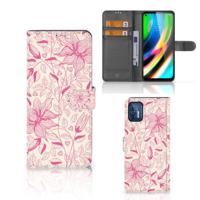 Motorola Moto G9 Plus Hoesje Pink Flowers - thumbnail