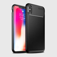Kever vorm Carbon Fiber textuur Shockproof TPU Case voor iPhone X / XS(Black) - thumbnail