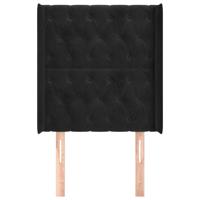 Hoofdbord met randen 83x16x78/88 cm fluweel zwart - thumbnail