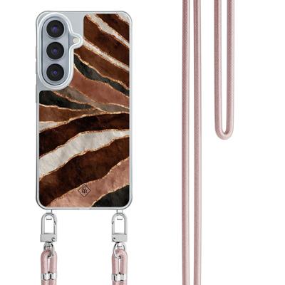 Samsung Galaxy S26 hoesje met rosegoud koord - Earth Agate Samsung Galaxy S26 hoesje met rosegoud koord - Earth Agate