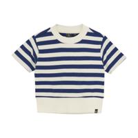 Indian Blue Jeans Zomer T-shirt S/S meisjes - navy blauw - cropped - gestreept - rib - thumbnail