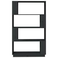 Boekenkast/kamerscherm 80x25x132 cm massief grenenhout grijs - thumbnail