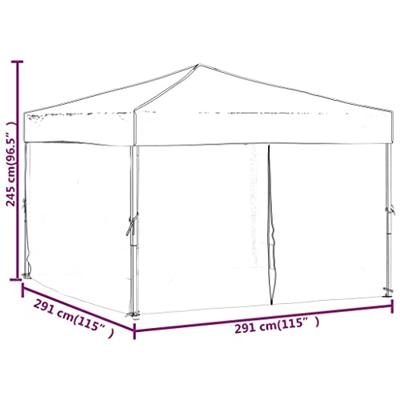 Partytent inklapbaar met zijwanden 3x3 m antracietkleurig - thumbnail