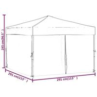 Partytent inklapbaar met zijwanden 3x3 m antracietkleurig - thumbnail