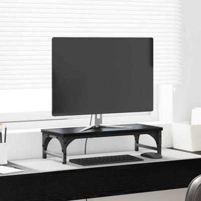 VidaXL Monitor stand zwart eiken 55 x 23 x 14 cm bewerkt hout