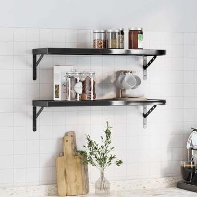 Wandschappen 2 st 75x23,5 cm roestvrijstaal zwart