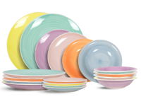 Cookinglife Serviesset Pastel Harmony 18-delig / 6 personen - 6 dinerborden, 6 ontbijtborden en 6 diepe borden - thumbnail