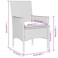 3-delige Tuinset met kussens poly rattan en glas bruin - thumbnail