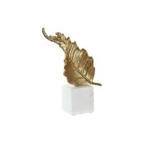 Decoratieve figuren Home ESPRIT Wit Gouden Blad van een plant 20 x 7 x 22 cm - thumbnail