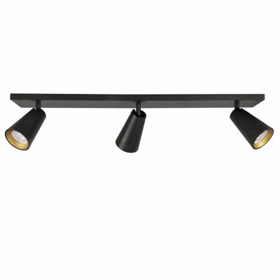 Highlight SpotPetunia zwart met goud 3-lichts recht - S7139.01