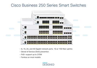 Cisco Systems CBS250-8T-D-EU Business Smart Switch 8 GE-poorten Desktop beperkte levenslange garantie voor hardware ,wit