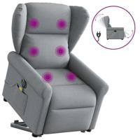 Sta-op-massagestoel elektrisch verstelbaar stof lichtgrijs - thumbnail