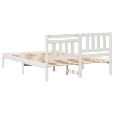 Bedframe met hoofdeinde Wit 135 x 190 cm Massief grenenhout