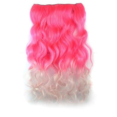 Eendelige naadloze Hair Extension stuk kleur verloop grote golf lang Curling Clip Type haarstukje