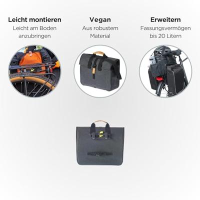 Basil urban dry business bag - waterdichte fietsschoudertas, 20l inhoud, charcoal melee