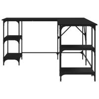 Bureau 139x139x75 cm bewerkt hout zwart - thumbnail
