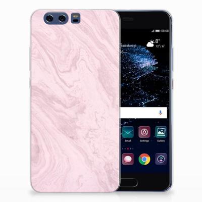 Huawei P10 Plus | TPU | Siliconen hoesje | Marble Pink - Origineel Cadeau Vriendin