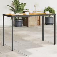 Tuintafel met acaciahouten blad 115x54x74 cm poly rattan zwart - thumbnail