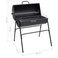 VidaXL Barbecuevat met 2 kookroosters 80x95x90 cm staal zwart - thumbnail