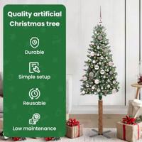 VidaXL Slanke kerstboom groen 150 cm pvc en massief dennenhout - thumbnail