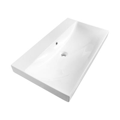 Brauer Aurora Wastafel - 80 cm - met 1 Spoelbak en 0 Kraangaten - Keramiek Hoogglans Wit